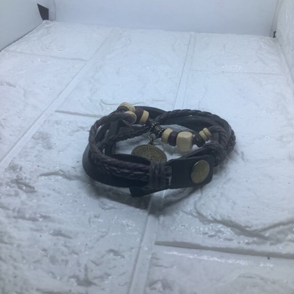 Multi Layer Braided Faux Leather Unisex Bracelet - Sagittarius - Picture 5 of 7